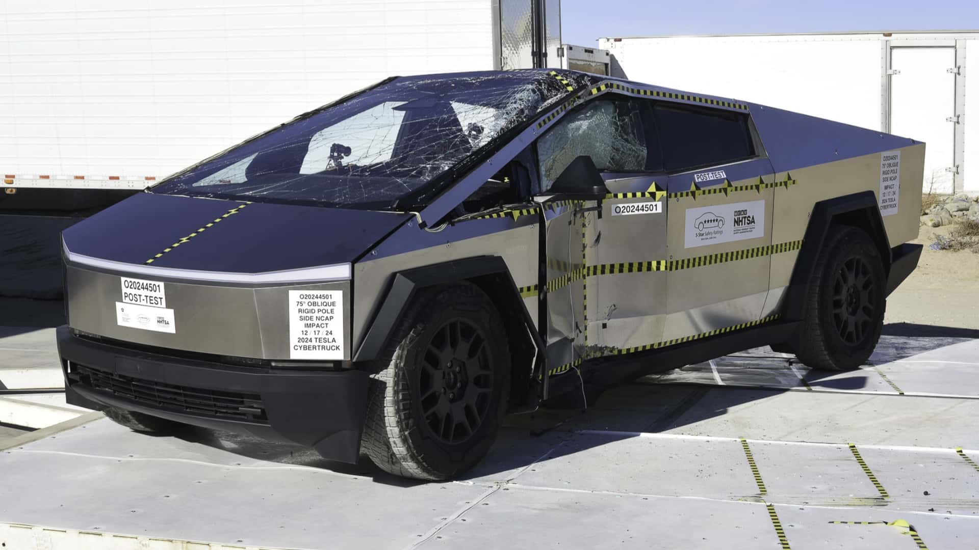 Tesla Cybertruck crash test, краш-тест Tesla Cybertruck, пикап Tesla Cybertruck, электромобиль Tesla